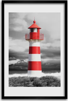 Produktbild von Bild - Bilderrahmen - 40 cm x 60 cm - MDF - Rahmen - Wandkunst - Leuchtturm