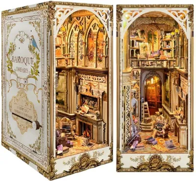 Obrázek produktu pro Habarri | DIY Book Nook - Klasické baroko - Puzzle 3D - Miniaturní Dům s Nábytkem a LED Osvětlením