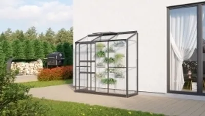 Produktbild von Vitavia Anlehn-Gewächshaus "Styx 1300" schwarz 1,3 m² 3 mm ESG
