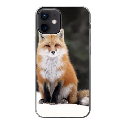 Produktbild von MuchoWow® Handyhülle Schutzhülle Hülle für iPhone 12 Fuchs - Schnee - Rot Silikon Softcase Handy Hülle - Schutzhülle