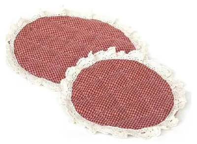 Produktbild von Runder Tischläufer, rot, Durchmesser 21 cm, mit Spitze, Set mit 6 Stück
