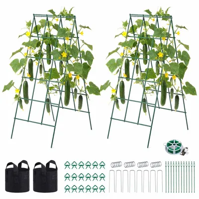 Produktbild von VEVOR Rankhilfe Gurken, A-förmige Rankgitter, Gartengurkengitter, Gitterspalier, Kletterhilfe für Kletterpflanzen, Erbsen, Bohnen, Zucchini, Tomaten, Blumen (4x Paneele à 46x117 cm)