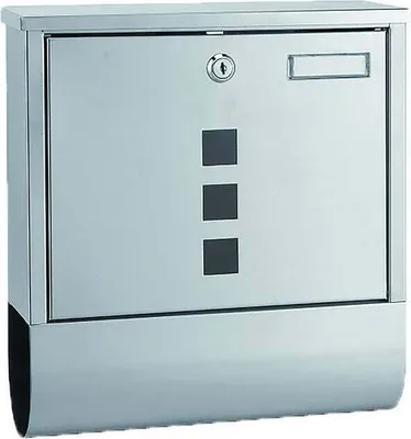 Image de Boîte aux lettres en acier inoxydable 31 x 10,5 x 33,5 cm Grand compartiment à courrier Compartiment à journaux 2 clés