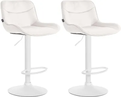 Produktbild von CLP 2er Set Barhocker Vonore Samt, Höhenverstellbar Und 360 Grad Drehbar creme Gestell Farbe weiß