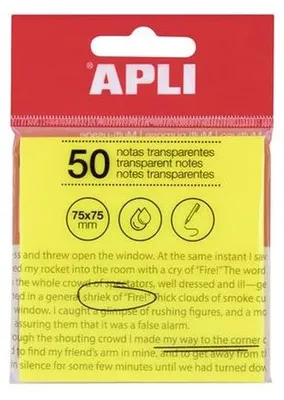 Produktbild von APLI Haftnotizen 75 x 75 mm gelb transparent 50 Blatt