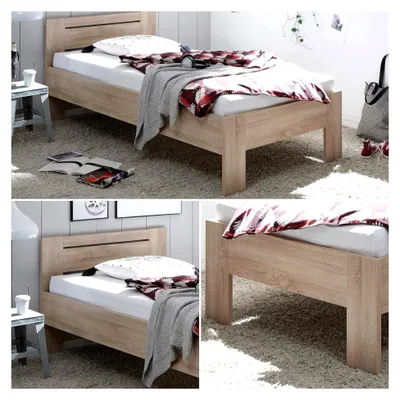 Produktbild von Futonbett 90 x 200 cm - Jugendzimmer Einzelbett in Eiche Sonoma Optik - 95 x 76 x 204 cm (B/H/T)
