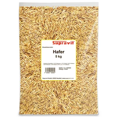 Produktbild von Supravit Hafer ganz 5kg | Frischer gelber Futterhafer natürlich & ungeschält für Geflügel, Pferde & Nager