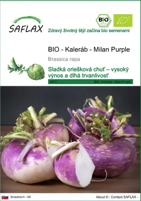 Obrázok produktu pre SAFLAX - BIO - Kaleráb - Milan Purple - Brassica rapa - 600 Semená