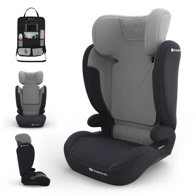 Produktbild von Kinderkraft I-SPARK 2 PLUS i-Size Kindersitz, 100-150 cm, 2-in-1 Sitzerhöhung, 3,5-12 Jahre, H-GUARD, SPS, Grau, mit Auto-Organizer