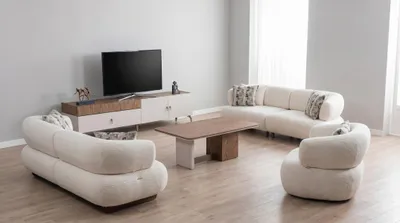 Productafbeelding van Bankstel 3+3+1, modern, beige, comfortabel. Sofa, fauteuil, gestoffeerde set, woonkamer