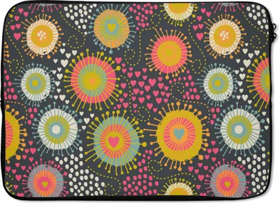 Produktbild von MuchoWow® Laptop Hülle 13 Zoll Mädchen - Herzen - Liebe - Muster - Mädchen - Rosa - Kinder - Kind Laptoptasche - Laptophülle - Sleeve - Rundumschutz