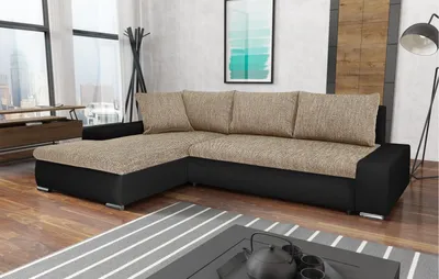 Produktbild von L-Form Ecksofa TEO mit Bettkasten Schlaffunktion, Schlafecke - Sofa Webstoff Kunstleder, Ecke (Stoff: berlin 03 + madryt 1100, Seite: links)