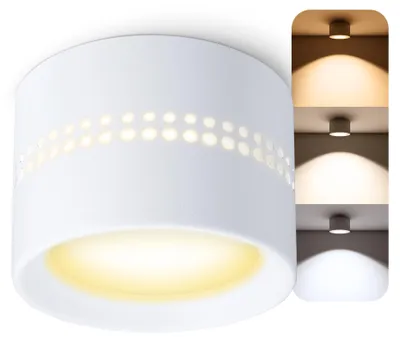 Produktbild von SSC-LUXon ALAPI Deckenspot weiß rund inkl. GX53 Leuchtmittel 5W drei einstellbaren Lichtfarben 3CCT - Aufputz Leuchte LED mit indirekter Beleuchtung Decke