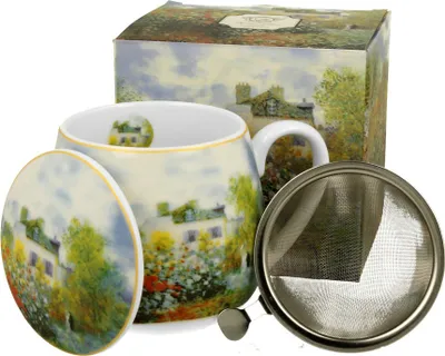 Produktbild von DUO ART GALLERY Fassbecher 430 ml THE GARDEN AT ARGENTEUIL mit Teesieb, New Bone China Porzellan