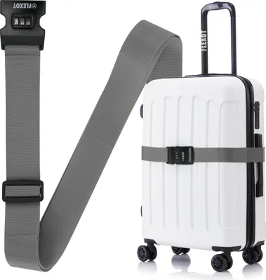 Produktbild von Flexot® Koffergurt mit Zahlenschloss - Kofferband, Bänder für Reisekoffer, Befestigungsgurt für Reisekoffer, Gurt für Handgepäck und Trolleys
