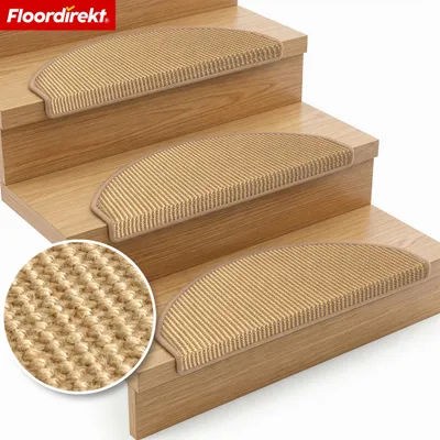 Produktbild von Floordirekt Sisal Stufenmatte Pearl, halbrunde Treppenmatte mit Winkelkante, rutschhemmender Treppenschutz aus Sisal, 1 Stufenmatte
