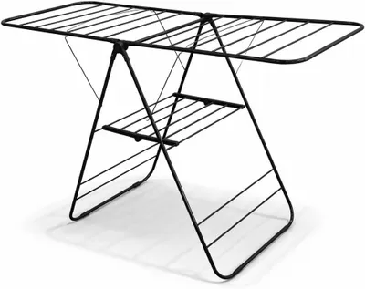 Zdjęcie produktu dla Suszarka do ubrań stojąca - Czarna - Stabilna konstrukcja - 145x59x95 cm