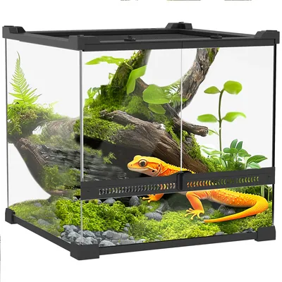 Produktbild von PawHut Terrarium für Reptilien Glasterrarium 24L mit Frontbelüftung Schwarz