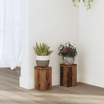 Produktbild von "WINTER SALE"Pflanzenständer/Blumenständer - Blumenregal - 2er set - modernes Design - für Wohnzimmer/Balkon - Altholz-Optik 10x10x18cm Holzwerkstoff NEU580793 - Pflanztische