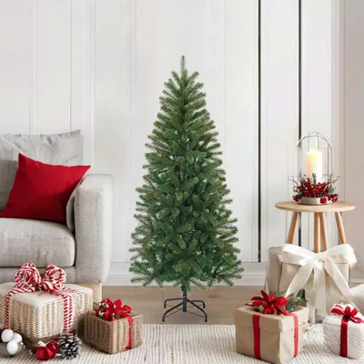 Image de Maison Exclusive - Sapin de Noël artificiel, 120 cm, en PVC, PE et acier, de couleur verte