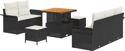 Imagen del producto de vidaXL Juego de sofás de jardín, 8 piezas, color , tejido de polirattan