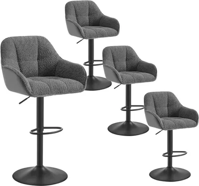 Produktbild von WOLTU Barhocker höhenverstellbar, drehbar, gepolstert, Chenille Cord Metall, Dunkelgrau