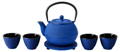 Produktbild von Gusseisen Teekanne mit Sieb, Tassen und Untersetzer SONO, 1,2 l