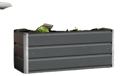 Productafbeelding van Rechthoekige plantenbak, antracietkleur, 100 cm x 40 cm x 45 cm, geschikt voor binnen- en buitengebruik, industrieel design, met vooraf geboorde drainagegaten