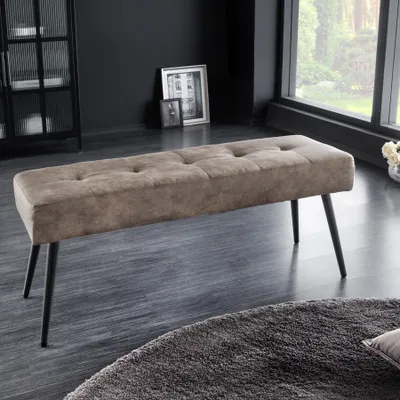 Produktbild von riess-ambiente Design Sitzbank BOUTIQUE 100cm taupe Microfaser schwarze Metallbeine Polsterbank Bank