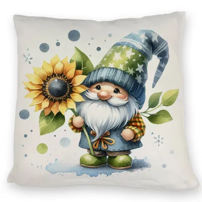 Produktbild von Gartenzwerg mit Sonnenblume Kissen