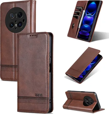 Obrázek produktu pro Kožené pouzdro pro Huawei Mate 70 Pro/Mate 70 Pro+, skládací peněženkové pouzdro s magnetickým uzávěrem a stojánkem Káva