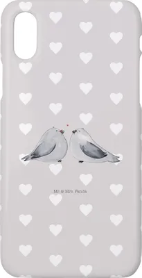 Produktbild von Mr. & Mrs. Panda Iphone 10 Handyhülle Turteltauben Liebe - Grau Pastell - Geschenk, Cover, Pärchen, Hochzeitstag, X, Freundin, Freund, Hülle, Handy