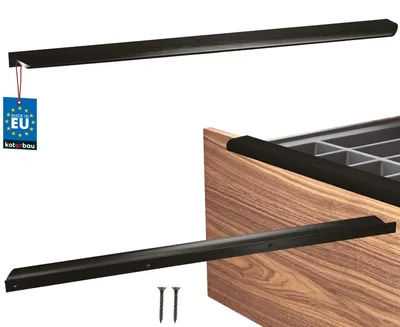Immagine prodotto di KOTARBAU® Maniglie per mobili Maniglie per armadi 560 mm Nero opaco ZnAl Maniglie con fissaggio posteriore Maniglie per bordi Maniglie per cassetti Cucina moderna
