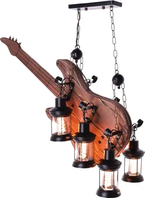 Produktbild von TIBU Hängeleuchte aus Holz Gitarre Vintage Wohnzimmr Esstisch E27 höhenverstellbar 2 flammig