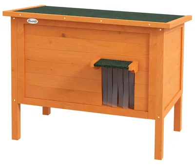 Produktbild von PawHut Katzenhaus aus Holz, Katzenhöhle, Isolierte Katzenhütte mit Türvorhang