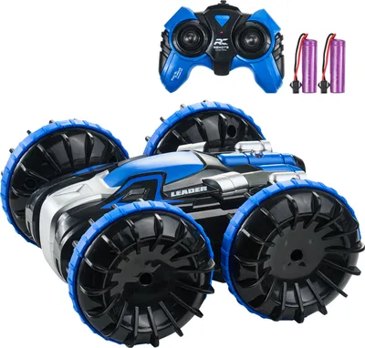 Produktbild von SucceBuy Amphibien-Fernsteuerungsauto-Boot, 2,4 GHz, 12 km/h, 4WD, wasserdichtes RC-Spielzeug für Kinder. 360° drehbarer Stunt, 2 Batterien, geländegängig für Jungen und Mädchen ab 6 Jahren, blau.