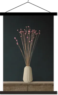 Produktbild von MuchoWow® Textilposter Rosa - Blumen - Stilleben 60x90 cm mit schwarzem Rahmen - Poster Wohnzimmer