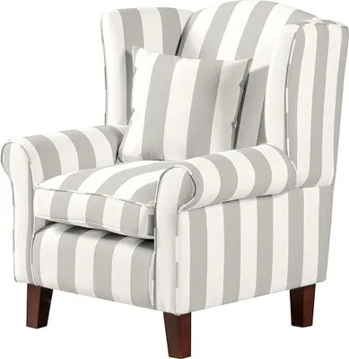 Produktbild von home24 Sessel Ohne Hocker - Webstoff - Beige Gestreift