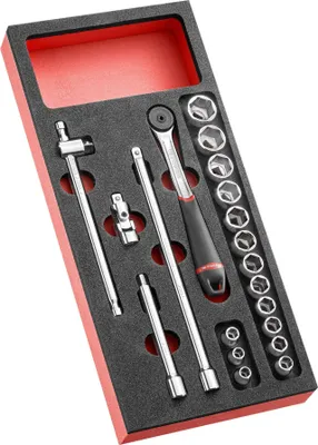 Imagen del producto de Facom, juego de llaves de vaso modulares de 3/8", modelo J.161B, 20 piezas