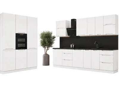 Produktbild von Winkelküche – Eckküchen-Set – Küchenzeile L-Form – Komplettküche – Zivora – KS34-G320x180 cm – Weiß Matt, KI-generiertes Bild