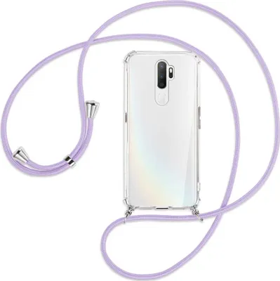 Produktbild von Handykette Backcover-Schutzhülle mit Band (Metall silberfarben) für Oppo A5 2020 / A9 2020 / A11x - violett