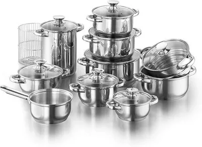 Produktbild von Induktionskochgeschirr-Set, 19-teilig, rostfreies Stahl