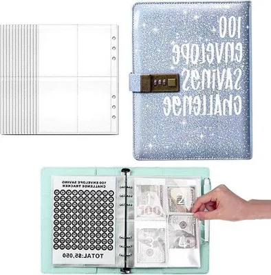 Produktbild von Sparbuch mit 100 Umschlägen, wiederverwendbar, Geld sparen