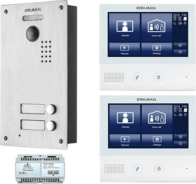 Produktbild von ERKMAN Video-Türsprechanlage Set für 2Familienhaus,2-Draht/IP, HD Kamera & 7Zoll