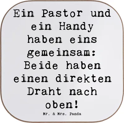 Produktbild von Mr. & Mrs. Panda Tischuntersetzer Spruch Pastor Verbindung - Weiß - Geschenk, Untersetzer Glas, Glaube und Technik, Geschenke für Berufstätige, Coaster, gläseruntersetzer