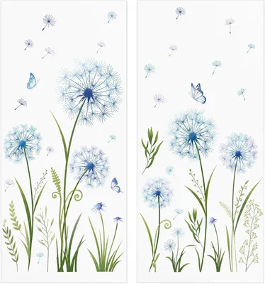 Produktbild von 2 Fensterbilder Pusteblume Blau für Fensterdekoration