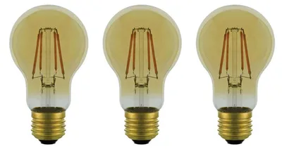 Productafbeelding van Vito Lighting LED Peerlamp A60 E27 Goudkleurig - 6W 840lm 2500K - Warmwit - Vervangt 60W - 3 stuks