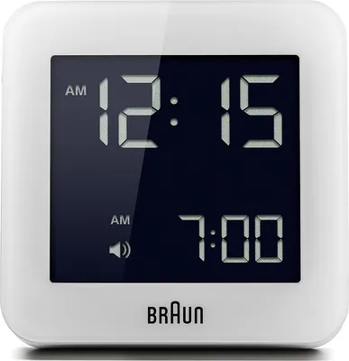Zdjęcie produktu dla Braun BC09W, Cyfrowy budzik, Kwadrat, Biały, 12/24h, LCD, Bateria