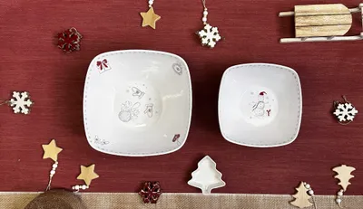 Image de Bol Quadro Koleda (26x11cm), blanc avec décoration de Noël