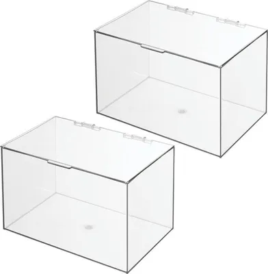 Produktbild von Aufbewahrungsbox Organizer 2er Set mit Klappdeckel stapelbar mDesign transparent
